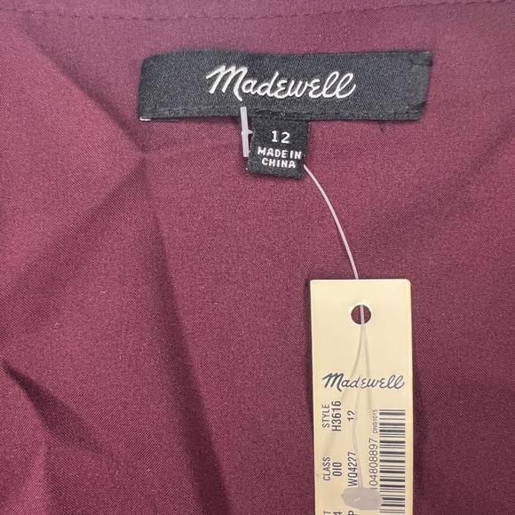 NWT MADEWELL 100% SILK Vneck Short Sleeve Flutter Hem Lined Dress Stars 12 - Picture 6 of 15